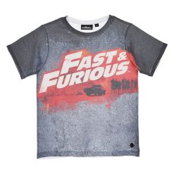 Koszulka w kolorze szarym. Szare bez kategorii marki Fast & Furious, z nadrukiem. W wyprzedaży za 39,95 zł.