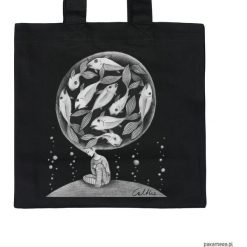 Ryby - torba premium. Czarne shopper bag damskie marki Pakamera, z materiału. Za 79,00 zł.