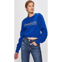 Reebok Classic - Bluza. Niebieskie bluzy damskie Reebok Classic, s, z nadrukiem, z elastanu, bez rękawów, bez kaptura. W wyprzedaży za 199,90 zł.