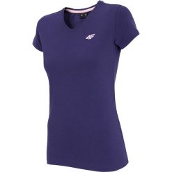 T-shirt damski TSD002 - granat melanż. T-shirty damskie 4f, bez wzorów, bez kołnierzyka. W wyprzedaży za 39,99 zł.