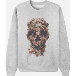 Bluza "Jungle skull" w kolorze szarym. Szare bluzy damskie Wooop, s, bez wzorów, bez rękawów, bez kaptura. W wyprzedaży za 87,95 zł.