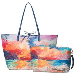 Desigual Wielokolorowa Torebka Bols Landscape Nimbu. Różowe torebki klasyczne damskie Desigual, bez wzorów, bez dodatków. W wyprzedaży za 279,00 zł.