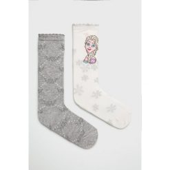 Blukids - Skarpetki dziecięce Disney Frozen (2-pack). Szare skarpetki dziewczęce Blukids, z motywem z bajki, z elastanu. W wyprzedaży za 19,90 zł.