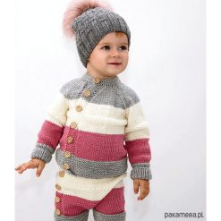 Swetry dziewczęce: Sweter Tricolor Merynos Dziecięcy