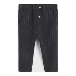 Mango Kids - Spodnie dziecięce Rick 80-104 cm. Szare spodnie chłopięce Mango Kids, bez wzorów, z elastanu. W wyprzedaży za 49,90 zł.