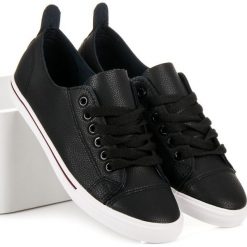 Trampki damskie slip on: Czarne wiązane trampki PHOEBE