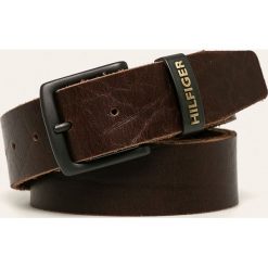 Tommy Jeans - Pasek skórzany. Pomarańczowe paski męskie Tommy Jeans, w paski, z jeansu. Za 179,90 zł.