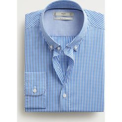 Mango Man - Koszula Vichy. Niebieskie koszule męskie Mango Man, s, bez wzorów, z bawełny, button down, z długim rękawem. Za 139,90 zł.