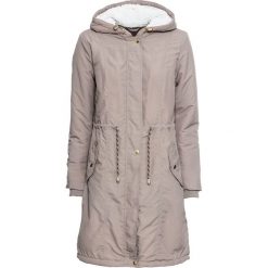 Parka bonprix szaro-biały. Szare parki damskie bonprix, bez wzorów, bez kaptura. Za 239,99 zł.