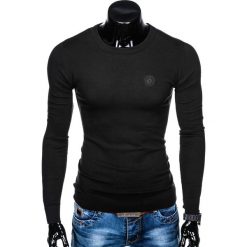 SWETER MĘSKI E122 - CZARNY. Czarne swetry klasyczne męskie marki Ombre Clothing, s, z bawełny, klasyczne, z klasycznym kołnierzykiem. Za 49,00 zł.