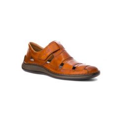 RIEKER 05278-24. Brązowe sandały męskie Rieker, ze skóry, bez zapięcia. Za 289,99 zł.