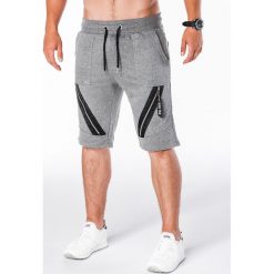 Krótkie spodenki męskie dresowe W052 - grafitowe. Szare spodenki i szorty męskie Ombre Clothing, s, bez wzorów, z bawełny, krótkie. Za 29,00 zł.