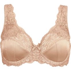 Biustonosz bonprix cielisty. Brązowe biustonosze bonprix, w paski, z koronki. Za 44,99 zł.