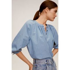 Mango - Koszula Newdenim. Bluzki damskie Mango, na co dzień, s, bez wzorów, z bawełny, casualowe, ze stójką, z długim rękawem. Za 139,90 zł.