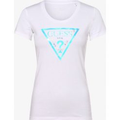 Guess Jeans - T-shirt damski, biały. Białe t-shirty damskie Guess Jeans, s, z nadrukiem, z jeansu, bez kołnierzyka. Za 159,95 zł.