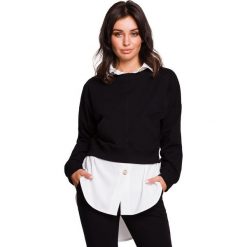 Krótka bluza - czarna. Czarne bluzy damskie BE, s, bez wzorów, z elastanu, z krótkim rękawem, długie, bez kaptura. W wyprzedaży za 149,00 zł.