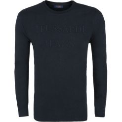 T- shirt Trussardi Jeans. Niebieskie t-shirty męskie Trussardi Jeans, m, bez wzorów, z jeansu, klasyczne, z włoskim kołnierzykiem. Za 119,00 zł.