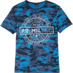 T-shirt Slim Fit bonprix niebieski moro. Niebieskie koszulki męskie bonprix, xl, z nadrukiem, bez kołnierzyka, bez rękawów. Za 49,99 zł.