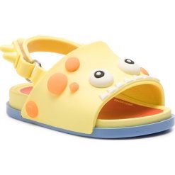 Sandały MELISSA - Mini Melissa Beach Slide Dino 32444 Yellow/Red/Blue 53420. Żółte sandały dziewczęce Melissa. W wyprzedaży za 199,00 zł.