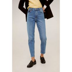 Mango - Jeansy Newmom. Niebieskie jeansy damskie Mango, bez wzorów, z elastanu, z podwyższonym stanem. Za 139,90 zł.