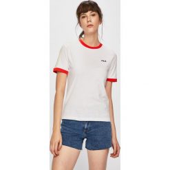 Fila - Top. Białe bluzki damskie Fila, s, bez wzorów, z bawełny, z okrągłym kołnierzem, z krótkim rękawem. W wyprzedaży za 79,90 zł.