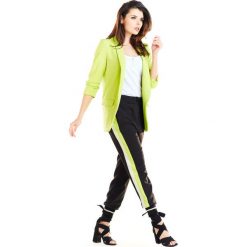 Żakiet damski bez zapięcia limonka - 42. Żakiety damskie e-margeritka.pl, xl, bez wzorów, z poliesteru, eleganckie, bez rękawów, bez kaptura. Za 164,99 zł.