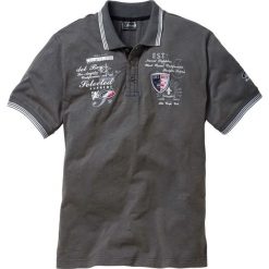 Shirt polo z efektownym zdobieniem bonprix szary. Szare koszulki męskie bonprix, s, z aplikacjami, z krótkim rękawem. Za 49,99 zł.