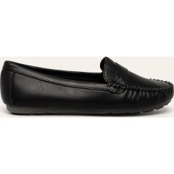 Answear - Mokasyny. Czarne mokasyny damskie ANSWEAR, bez wzorów, z gumy, bez obcasa, na obcasie, bez zapięcia. Za 129,90 zł.