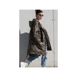 Kurtka ocieplana / płaszcz typu parka moro. Zielone kurtki damskie Rest_factory, na zimę, s, z aplikacjami, z poliesteru, długie, bez kaptura. Za 389,00 zł.