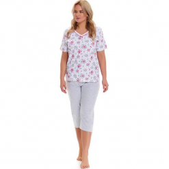 Piżama w kolorze biało-szarym - t-shirt, spodnie. Białe piżamy damskie Doctor Nap, l. W wyprzedaży za 82,95 zł.