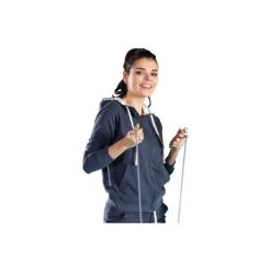 Bluzy rozpinane damskie: Bluza damska z kieszeniami, ze ściągaczami, z kapturem, rozpinana gładka sportowa, ZE SZNURKIEM