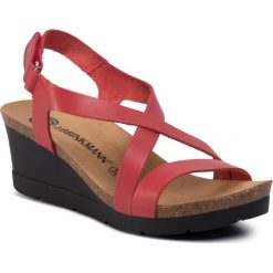 Sandały DR. BRINKMANN - 710710 Rot. Czerwone klapki damskie Dr. Brinkmann, bez wzorów, ze skóry, bez obcasa, na obcasie. Za 219,00 zł.