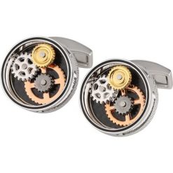 Tateossian GEAR CARBON Spinka do mankietów silver. Szare spinki do mankietów męskie marki Tateossian, metalowe. Za 989,00 zł.
