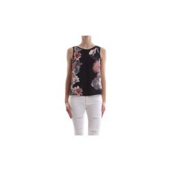 Bluzki Kaos Collezioni KPJTZ053. Czarne bluzki damskie Kaos Collezioni, bez wzorów, bez kołnierzyka, bez rękawów. Za 137,36 zł.