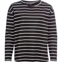 Bluza dresowa w paski bonprix czarno-biały w paski. Czarne bluzy damskie bonprix, z dresówki, bez kaptura. Za 59,99 zł.