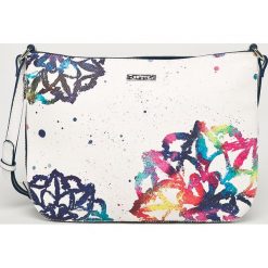 Desigual - Torebka. Białe torebki klasyczne damskie Desigual, w paski, z poliesteru, casualowe, na ramię, średnie, bez dodatków. Za 249,90 zł.