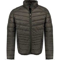 Kurtka przejściowa w kolorze antracytowym. Szare płaszcze męskie Canadian Peak, m, z aplikacjami, bez kaptura. W wyprzedaży za 175,95 zł.