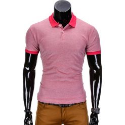 KOSZULKA MĘSKA POLO BEZ NADRUKU S847 - RÓŻOWA. Różowe koszulki polo męskie marki Ombre Clothing, s, z nadrukiem, z bawełny. Za 35,00 zł.