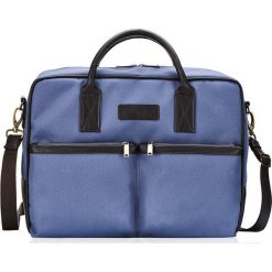 Torba męska na laptopa niebieska SOLIER S23 - Niebieski. Niebieskie torby męskie skórzane Solier, w paski, biznesowe. Za 149,99 zł.