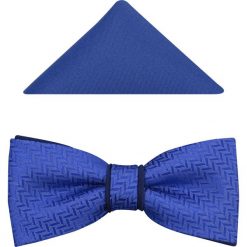 Niebiesko-granatowa mucha męska w jodełkę A2. Niebieskie muszki męskie Modini Moda Męska, na co dzień, bez wzorów, z tkaniny, eleganckie. Za 49,50 zł.