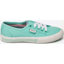 Pepe Jeans - Tenisówki dziecięce Baker Wash. Szare buty dziewczęce sportowe marki Pepe Jeans, z jeansu, na sznurówki. W wyprzedaży za 79,90 zł.