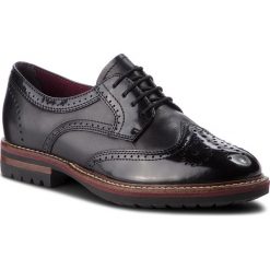 Oxfordy TAMARIS - 1-23736-31 Black 001. Czarne creepersy damskie Tamaris, z materiału, na obcasie. Za 279,90 zł.