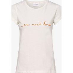 Vila - T-shirt damski – Vibukka, beżowy. Brązowe t-shirty damskie Vila, s, z napisami, bez kołnierzyka. Za 89,95 zł.