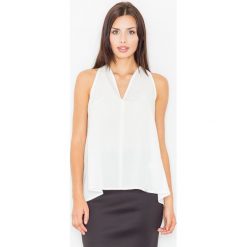 Ecru Wizytowa Bluzka Wiązana na Karku. Bluzki damskie Molly.pl, s, bez wzorów, z tkaniny, eleganckie, bez kołnierzyka, z krótkim rękawem. Za 119,90 zł.
