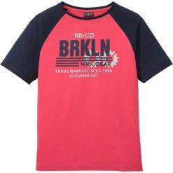 T-shirt Slim Fit bonprix różowy hibiskus - ciemnoniebieski. Różowe koszulki męskie bonprix, s, bez wzorów, z bawełny, bez kołnierzyka, bez rękawów. Za 49,99 zł.