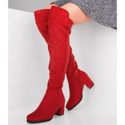 Kozaki damskie Foreverfolie H306 Czerwone. Czerwone kozaki damskie Foreverfolie, z tworzywa sztucznego, eleganckie, bez obcasa, na obcasie, bez zapięcia. Za 139,00 zł.