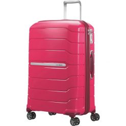Walizka "Spinner" w kolorze czerwonym - 47 x 68 x 30 cm. Czerwone walizki Samsonite, bez wzorów, z materiału. W wyprzedaży za 429,95 zł.