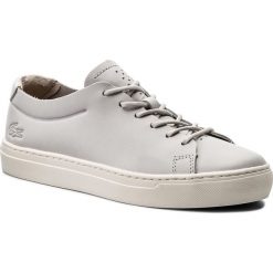 Sneakersy LACOSTE - L.12.12 Unlined 118 2 Caw 7-35CAW0017235 Lt Gry/Off Wht. Szare półbuty damskie Lacoste, bez wzorów, ze skóry ekologicznej, bez obcasa, na płaskiej podeszwie, bez zapięcia. W wyprzedaży za 379,00 zł.