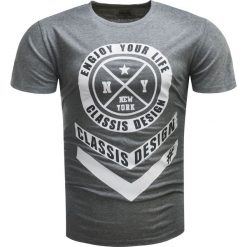 Koszulka męska t-shirt szary Recea. Szare koszulki męskie Recea, xl, z nadrukiem, z bawełny, klasyczne, bez kołnierzyka, bez rękawów. W wyprzedaży za 26,99 zł.