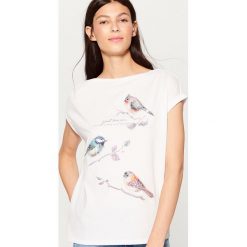 Koszulka z aplikacją - Kremowy. Białe t-shirty damskie Mohito, l, z aplikacjami. Za 69,99 zł.